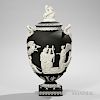Wedgwood Solid Black Jasper Bellows Apotheosis of Homer   Vase and Cover