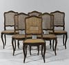 Six Louis XV-style Caned Side Chairs