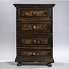 Continental Baroque-style Walnut Four-drawer Chest