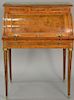 Louis XVI style roll top desk with marble top. ht. 48in., wd. 34in., dp. 21in.
