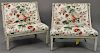 Pair of Louis XVI style custom chairs in green paint. ht. 32in., wd. 34in.