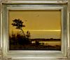 William R. Davis Luminist Twilight Marsh Painting
