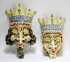 2 Italian Regina Majolica Whimsical Carnival Masks