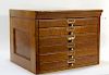 American Oak Multi Drawer Library File Cabinet