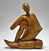 American MCM Carved Walnut Sculpture of a Woman