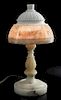 C.1920 Italian Carved Alabaster Scenic Table Lamp