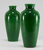 PR Chinese Peking Glass Green Vases