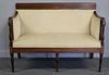 Antique Sheraton Style Settee With Brass Inlay .