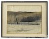 James Lynch (American 1946-2008), pencil landscape, signed lower right, the reverse with landscape s
