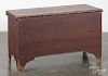 New England painted pine blanket chest, early 19th c., retaining an old red surface, 22'' h., 36 1/4''
