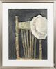 Nancy Fullington (American 20th c.), watercolor of a hat and chair, signed lower left, 28'' x 21''.