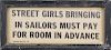 WWII era sign for Street Girls, Virginia Beach, VA, 4'' x 10 1/2''.