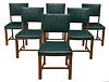 (6) OAK DINING CHAIRS WITH UPHOLSTERED SEAT & BACK