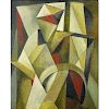 Youla Chapoval, French/Russian (1919-1951) "Composition" Abstract Geometric Oil on Canvas.