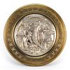 Large 19/20th Century French Gilt And Silvered Bronze Relief Plaque. "Bathsheba and David" in a circular pierced Gothic style