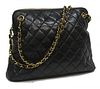 CHANEL BLACK QUILTED LEATHER SHOPPING TOTE