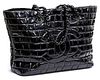 CHANEL BLACK PATENT LEATHER LARGE CC TOTE