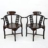 Pair of Antique Chinese  Carved Rosewood Corner Chairs.