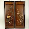 Pair of Oriental Carved Wood Wall Panels. Label marked "Made in Taiwan Republic of China" affixed en verso.