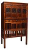 CHINESE CARVED ELMWOOD CABINET WITH DRAWERS