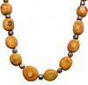 LIGHT ORANGE CORAL & SILVER BEADED NECKLACE