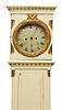 CONTINENTAL WHITE & GOLD TALL CASE CLOCK, 19TH C.