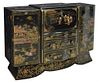 CHINESE PARCEL GILT BLACK LACQUER BAR CABINET