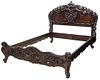 HAND-CARVED MAHOGANY ROCOCO STYLE QUEEN SIZE BED
