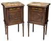 (2) LOUIS XVI STYLE MARBLE TOP BEDSIDE CABINETS