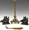 (3)CONTINENTAL CANDLESTICK, BOOKENDS & MAIL OPENER