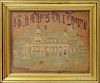 Framed "God Bless Our Home" Needlework and a Federal Reverse-painted Tabernacle Mirror.