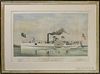Framed J.H. Bufford Hand-colored Lithograph of the Steamship Edward Everett
