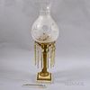 Brass and Colorless Glass Columnar Oil Lamp