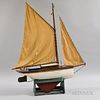 Carved and Painted Wood Sailboat Model and Stand