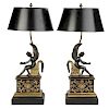 Pair of Empire Chenets Converted to Lamps