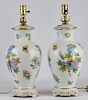 Pr. Herend Queen Victoria Porcelain Table Lamps