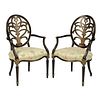 Pair George III Style Open Arm Chairs