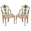 Pair of Adam Style Upholstered Arm Chairs