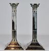 Pr. Silverplate Fluted & Ribbed Candlesticks