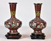 Pr. Cloisonne& Bronze Vases on Stands