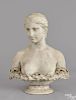 Hiram Powers (American 1805-1873), carved marble bust of Proserpine, signed on back, 24 1/2'' h. Pr