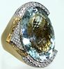 18 Karat David Webb Style Aquamarine Diamond Ring