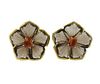 18k Gold Multi Color Stone Flower Earrings
