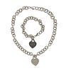 Tiffany &amp; Co Sterling Heart Tag Necklace Bracelet Set