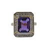 14k Gold Diamond Purple Stone Ring