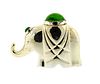 Christofle Silver Plate Green Stone Elephant Paperweight
