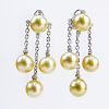 Golden South Sea Pearl, .45 Carat Diamond and 18 Karat White Gold Chandelier Earrings.