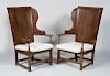 PAIR OF ENGLISH WALNUT WING CHAIRS
