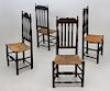 ASSEMBLED GROUP OF FOUR PAINTED BANISTER-BACK SIDE CHAIRS