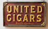 'UNITED CIGARS' PAINTED WOOD TRADE SIGN